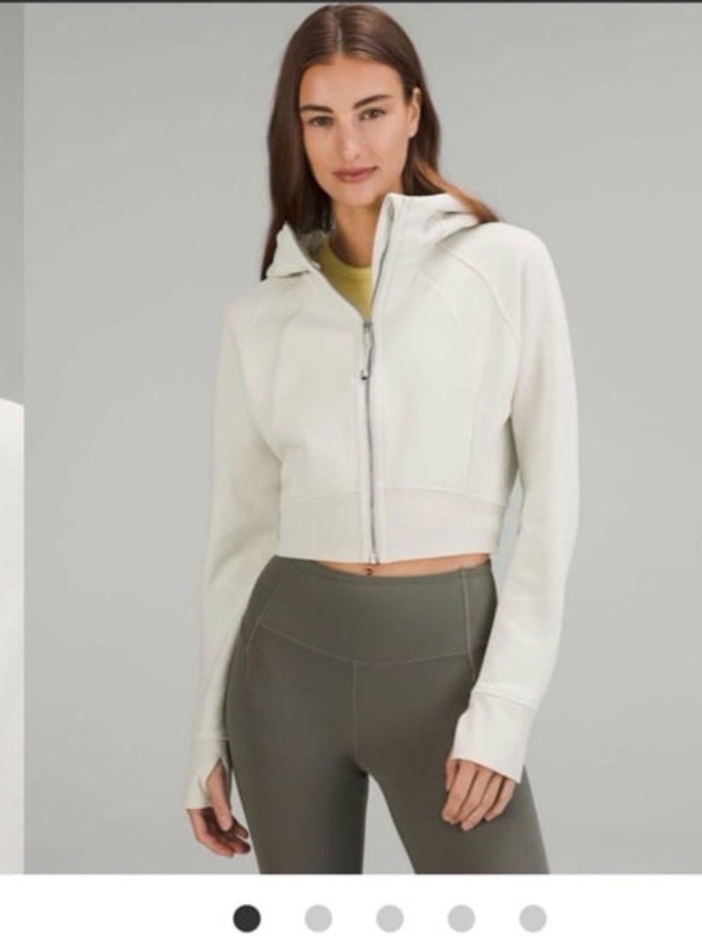 Lululemon Scuba Full Zip cropped hoodie size 4 Bone Athletic Cotton